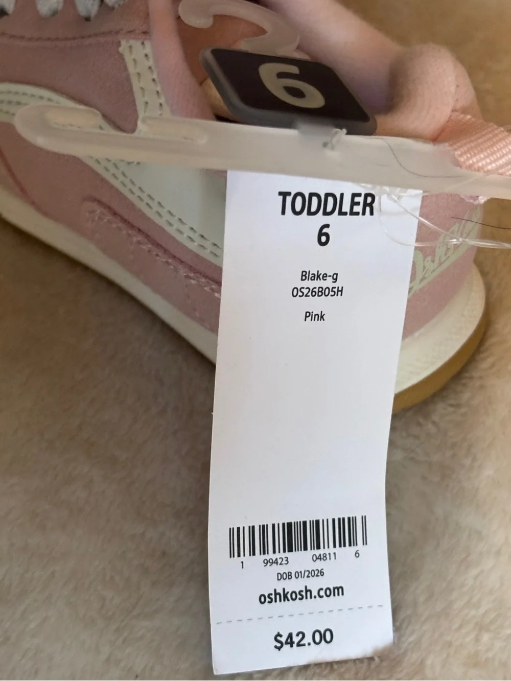 OshKosh B’gosh Blake-G Toddler Size 6 Pink Retro Sneakers Shoes NWT Vintage Look